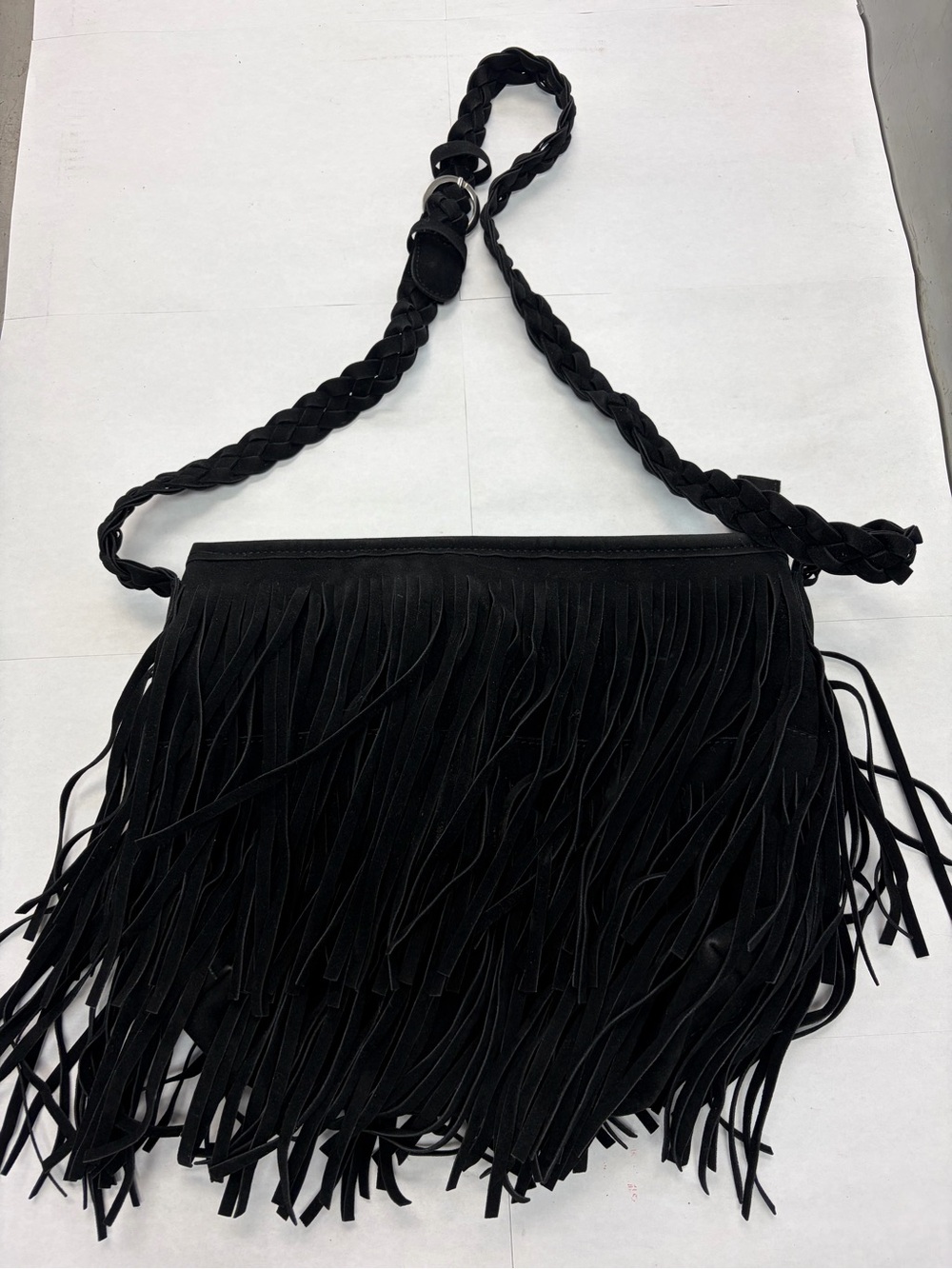 Black Fringe Crossbody Bag by